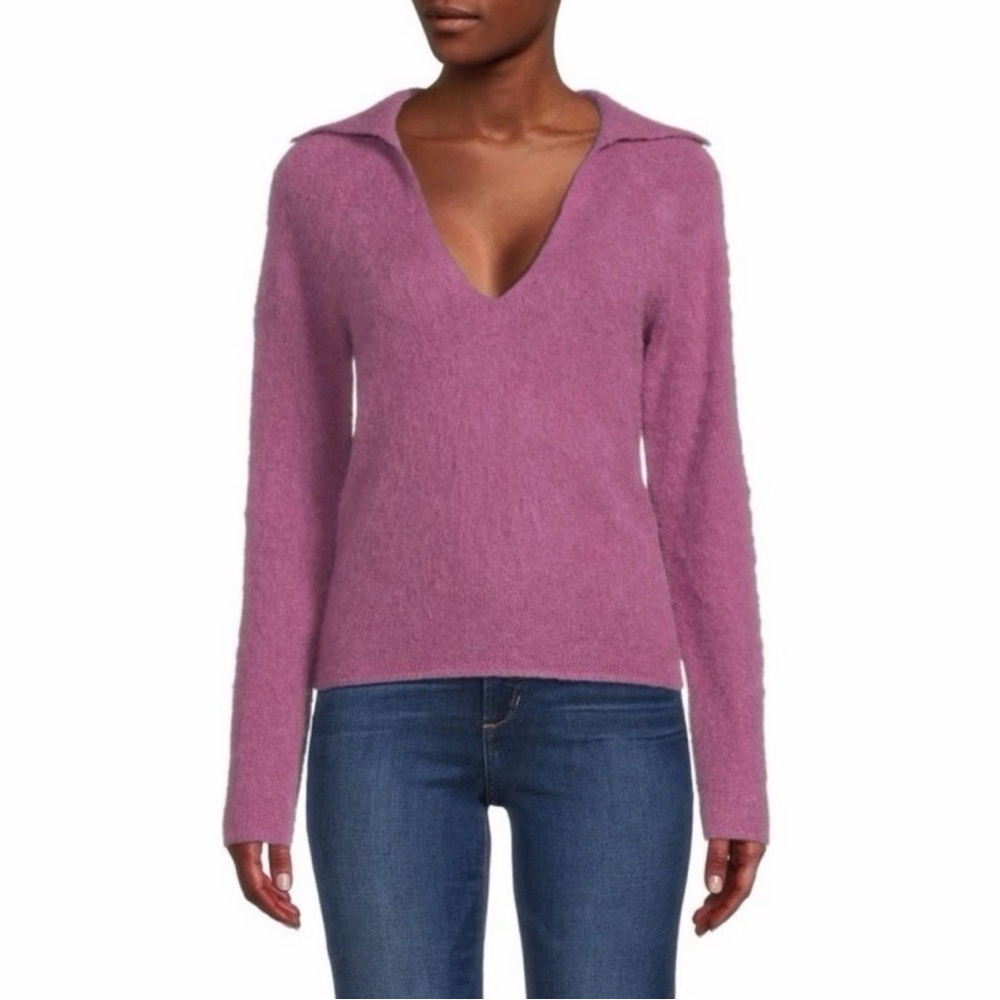 Vince Brushed Cashmere Blend Sweater Soft Purple Minimalist Luxury Knit Size XS - Picture 2 of 6